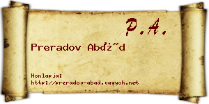 Preradov Abád névjegykártya